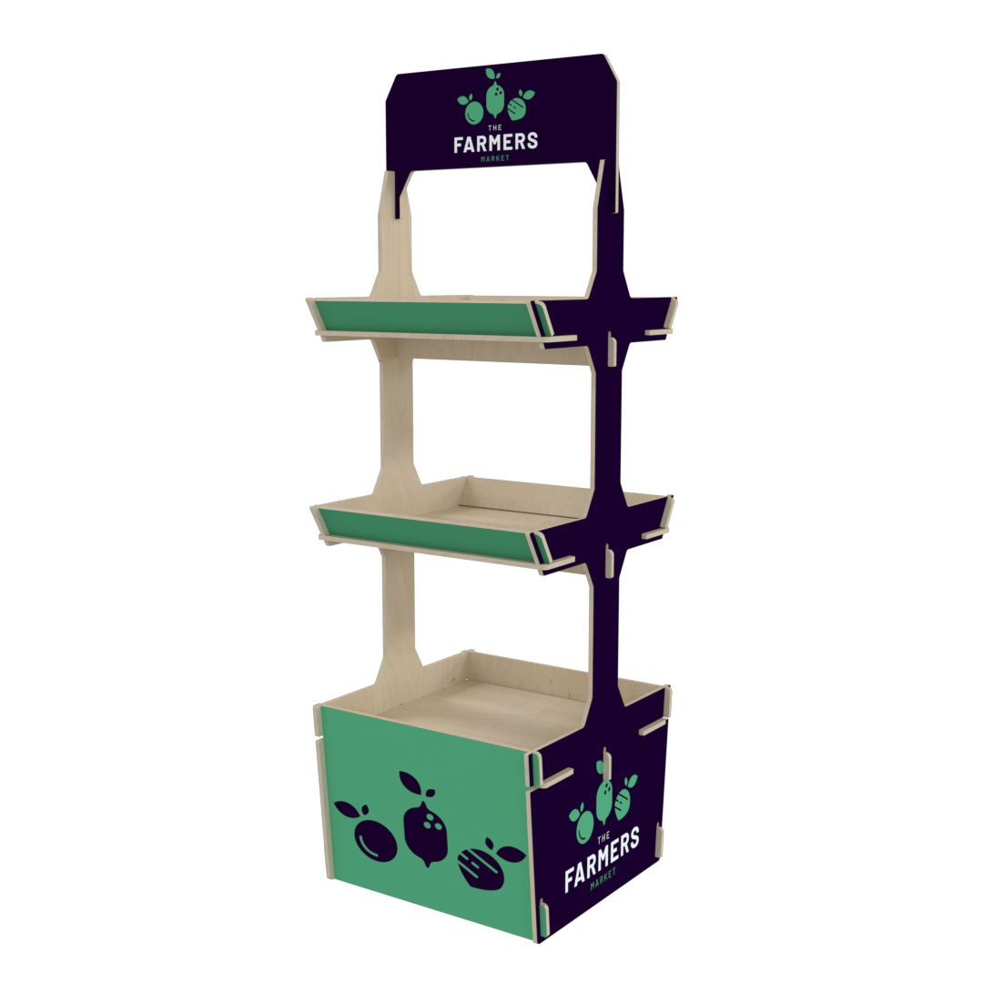 Çift Taraflı 3 Raflı Plywood Teşhir Standı (ACCESS) - Görsel 5