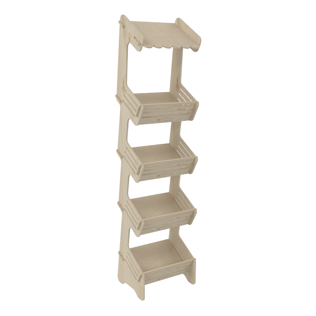 4 Öne Eğimli Raflı Plywood Teşhir Standı - Görsel 2