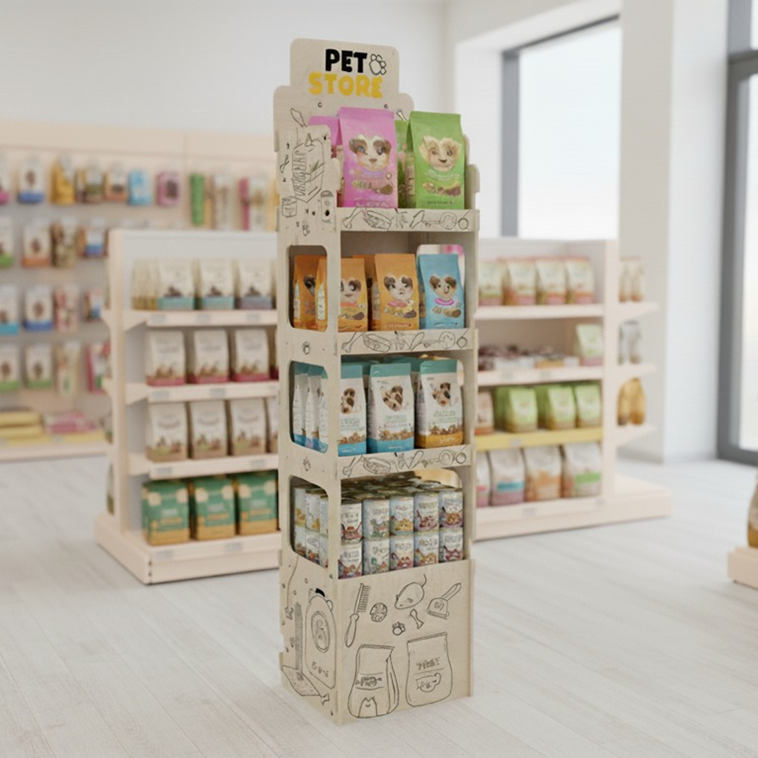 4 Raflı Açık Plywood Teşhir Standı (OPEN) - Görsel 9