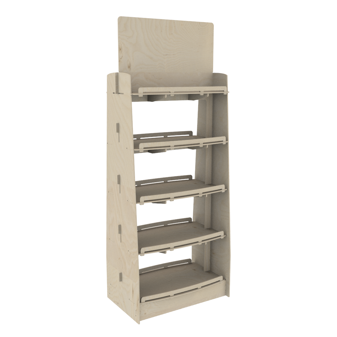 Çift Taraflı Oval Raflı Plywood Teşhir Standı (DOUBLE) - Görsel 2