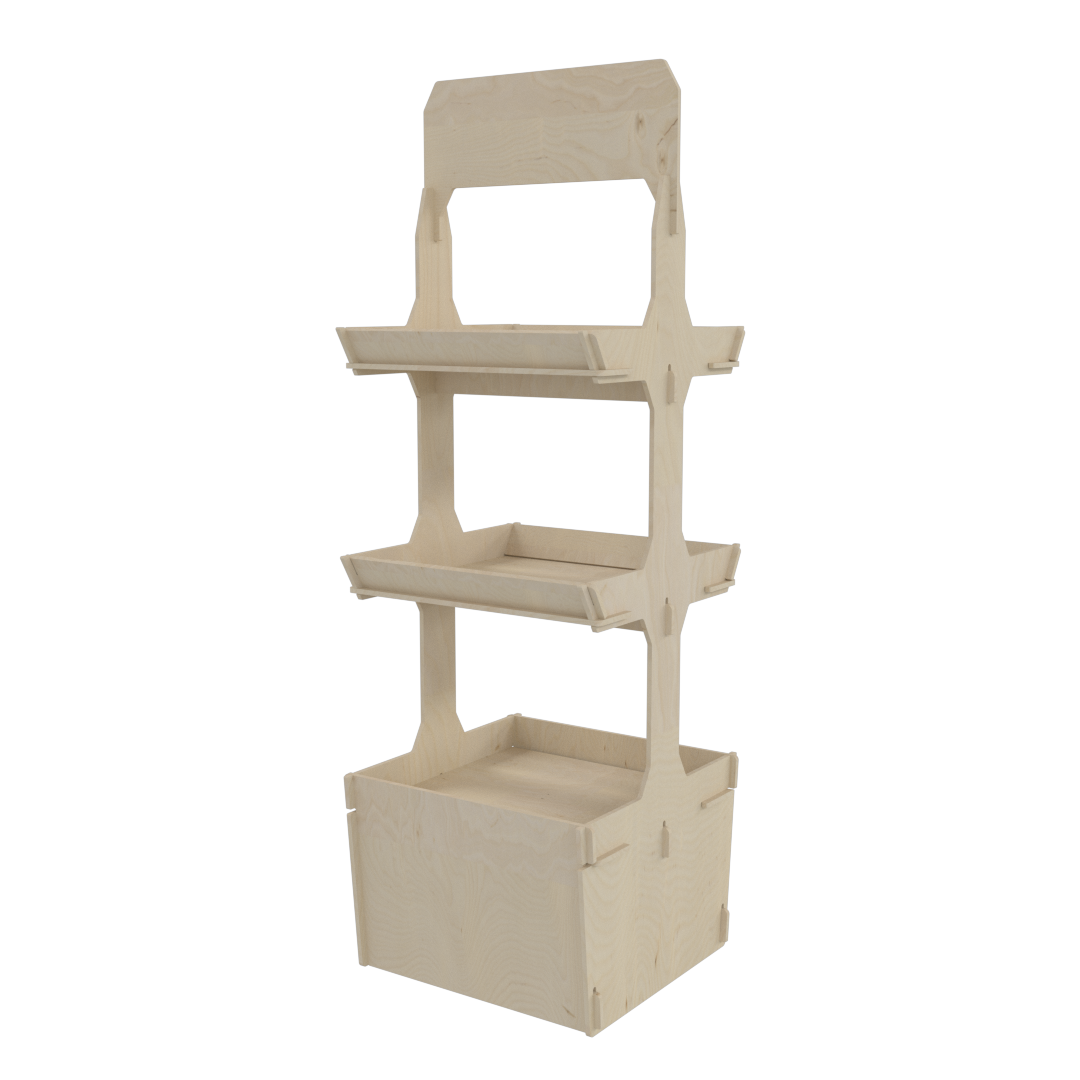 Çift Taraflı 3 Raflı Plywood Teşhir Standı (ACCESS) - Görsel 6