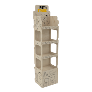 4 Raflı Açık Plywood Teşhir Standı (OPEN)