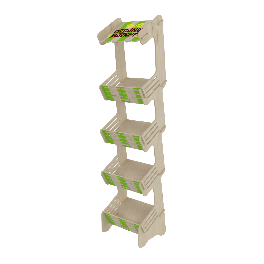 4 Öne Eğimli Raflı Plywood Teşhir Standı - Görsel 5