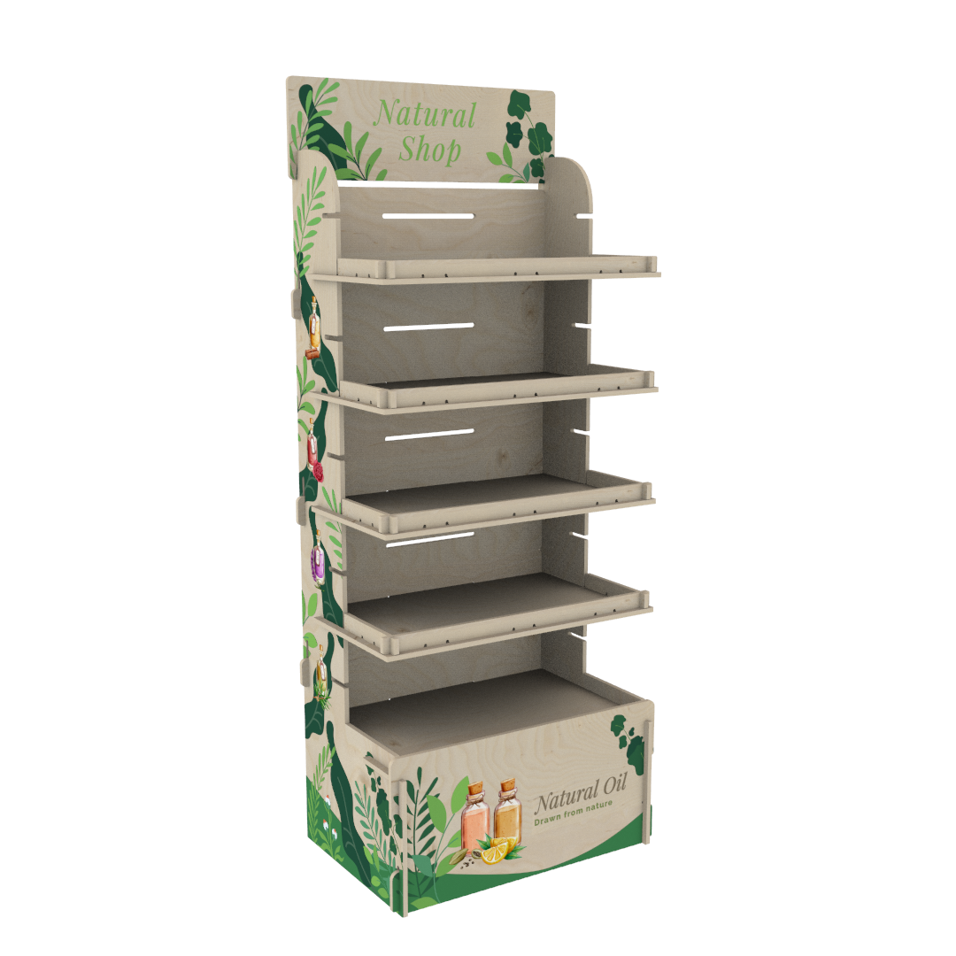 Raflı Modüler Plywood Teşhir Standı (MODULAR)