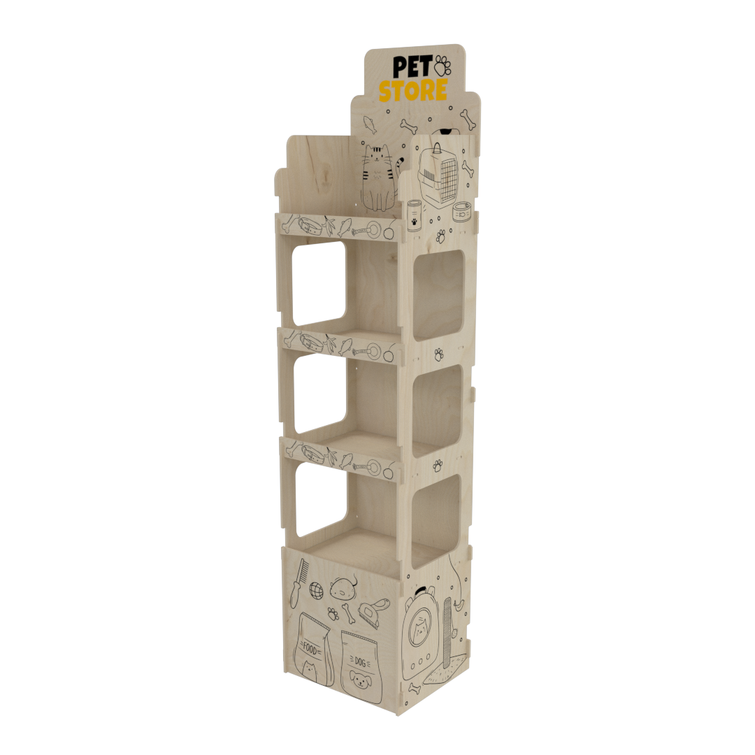 4 Raflı Açık Plywood Teşhir Standı (OPEN) - Görsel 5