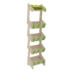 4 Öne Eğimli Raflı Plywood Teşhir Standı