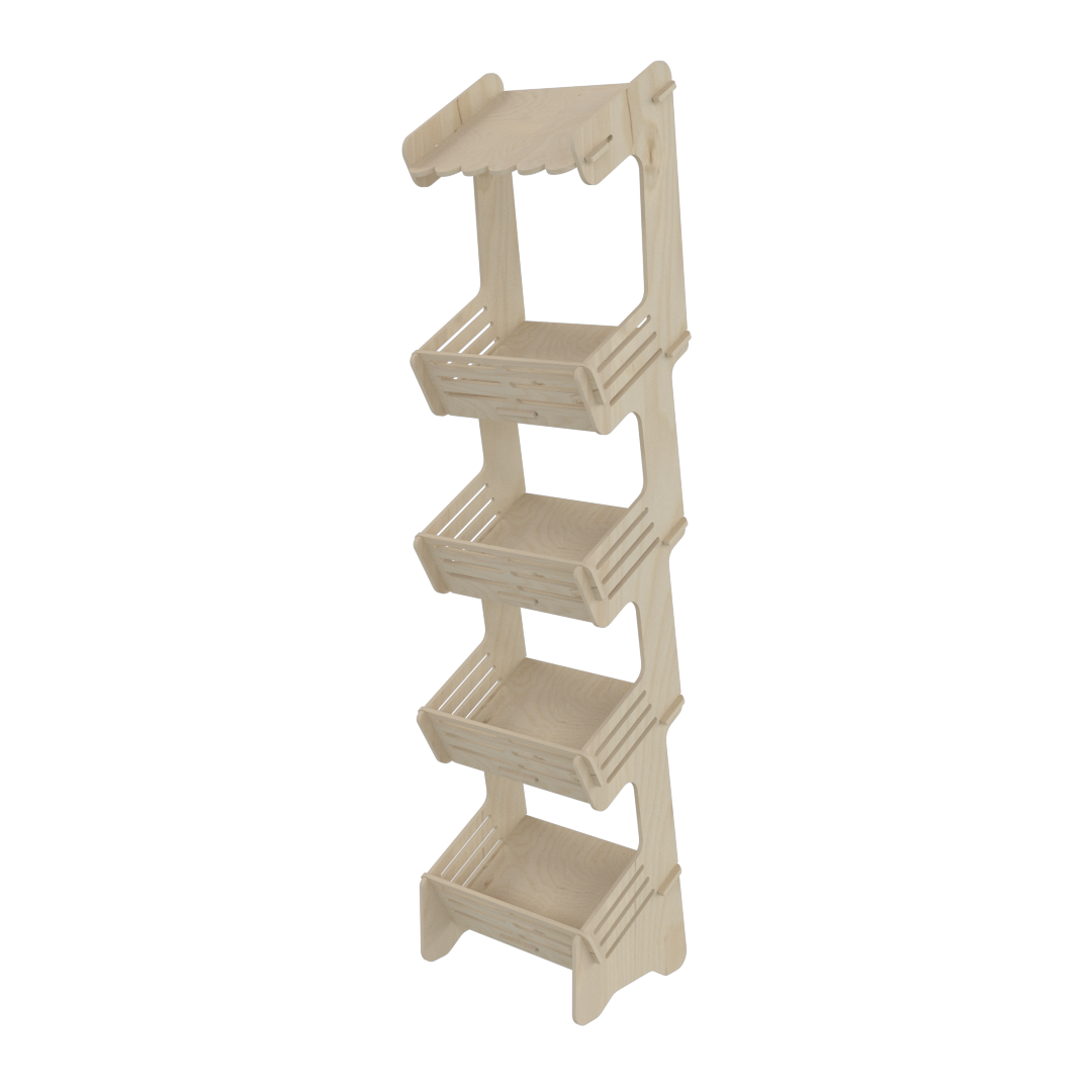 4 Öne Eğimli Raflı Plywood Teşhir Standı - Görsel 6
