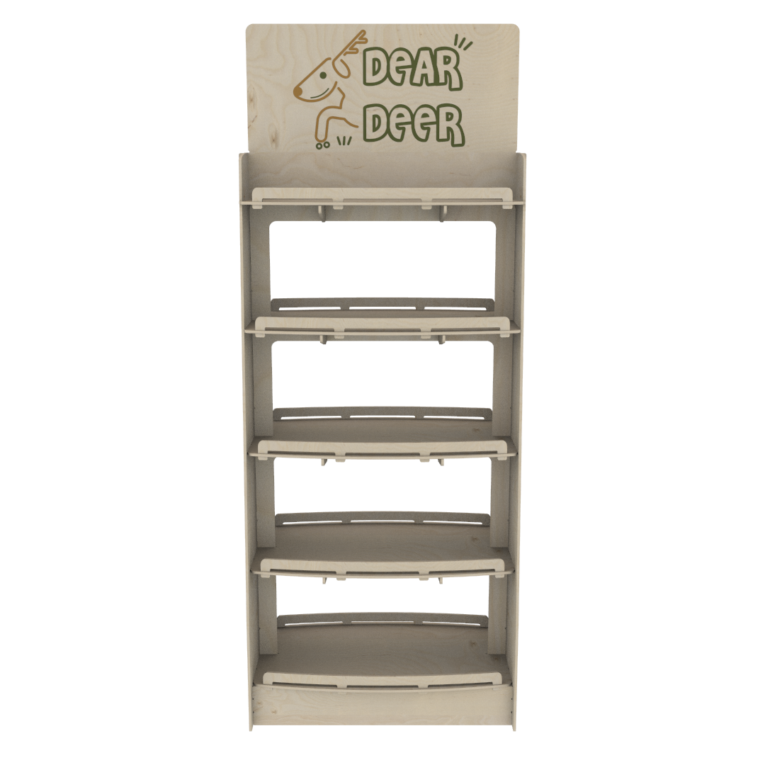 Çift Taraflı Oval Raflı Plywood Teşhir Standı (DOUBLE) - Görsel 3