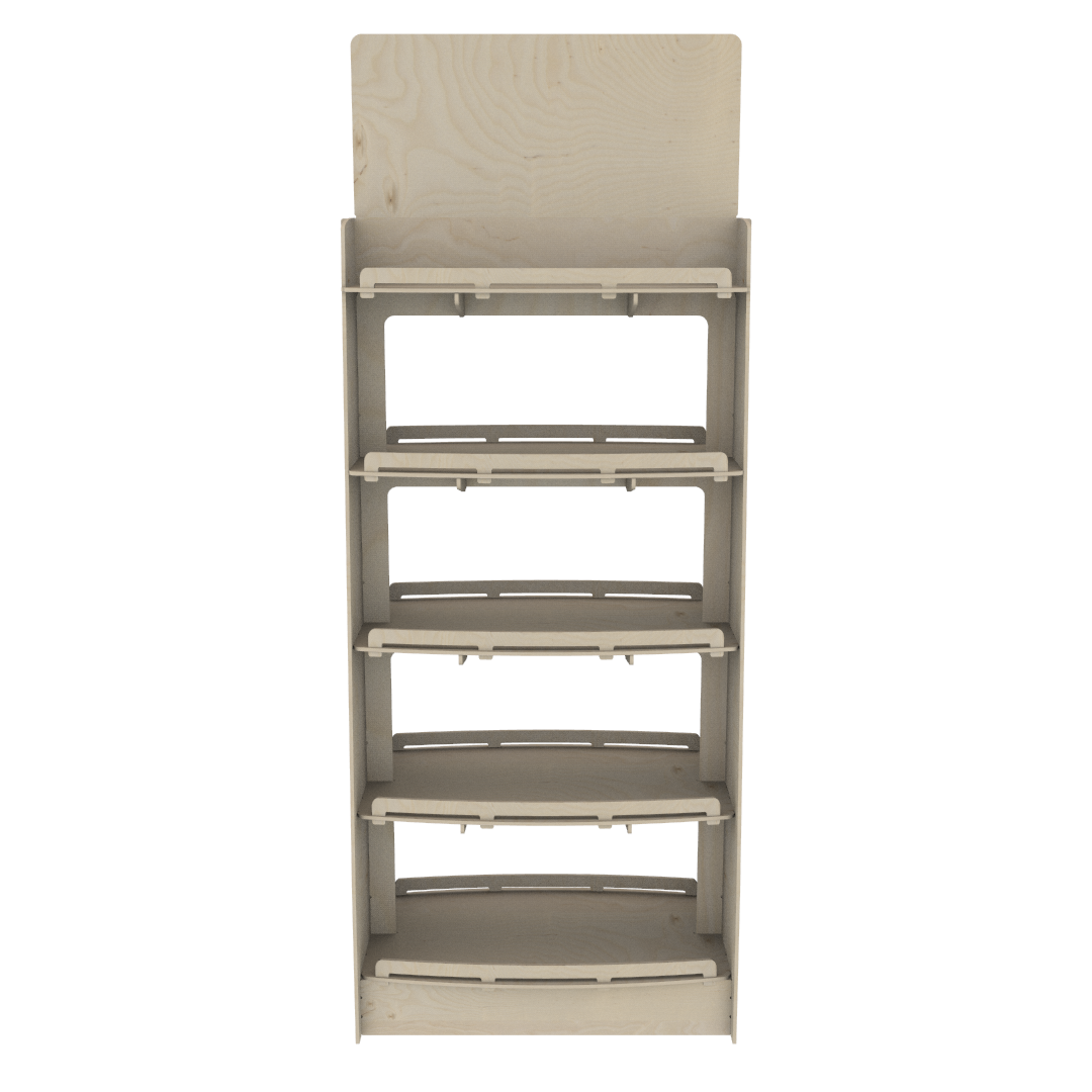 Çift Taraflı Oval Raflı Plywood Teşhir Standı (DOUBLE) - Görsel 4