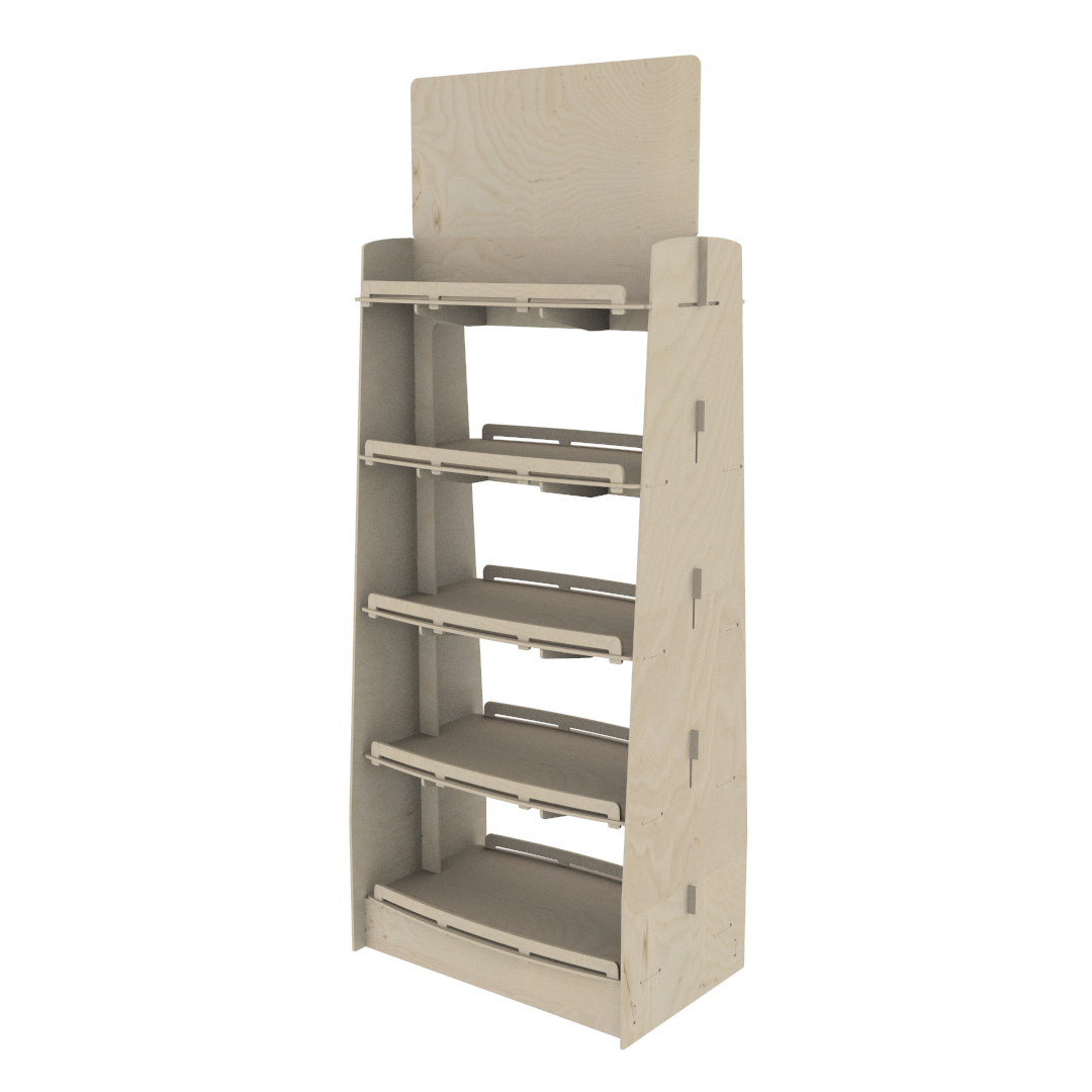 Çift Taraflı Oval Raflı Plywood Teşhir Standı (DOUBLE) - Görsel 6