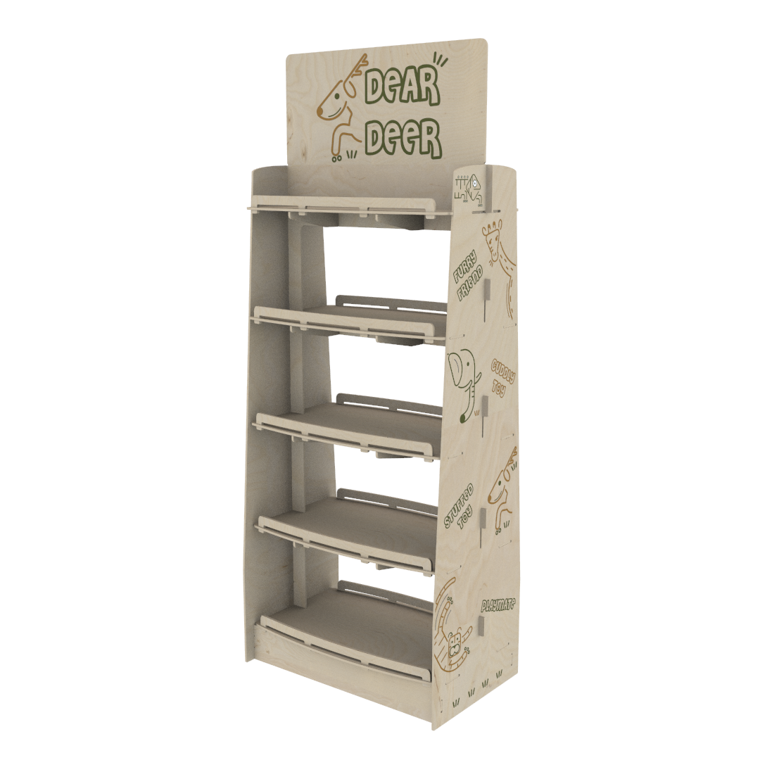 Çift Taraflı Oval Raflı Plywood Teşhir Standı (DOUBLE) - Görsel 5